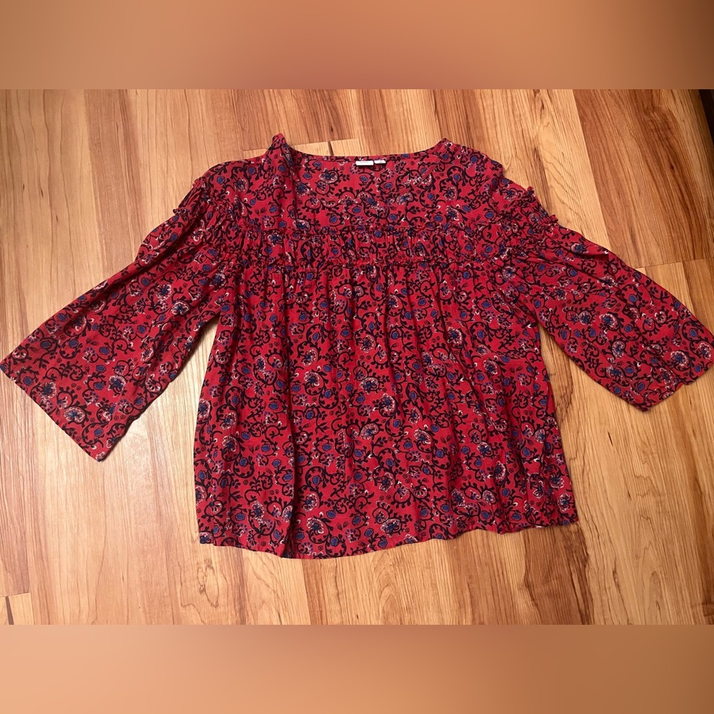 GAP Red Floral Blouse - Size Small